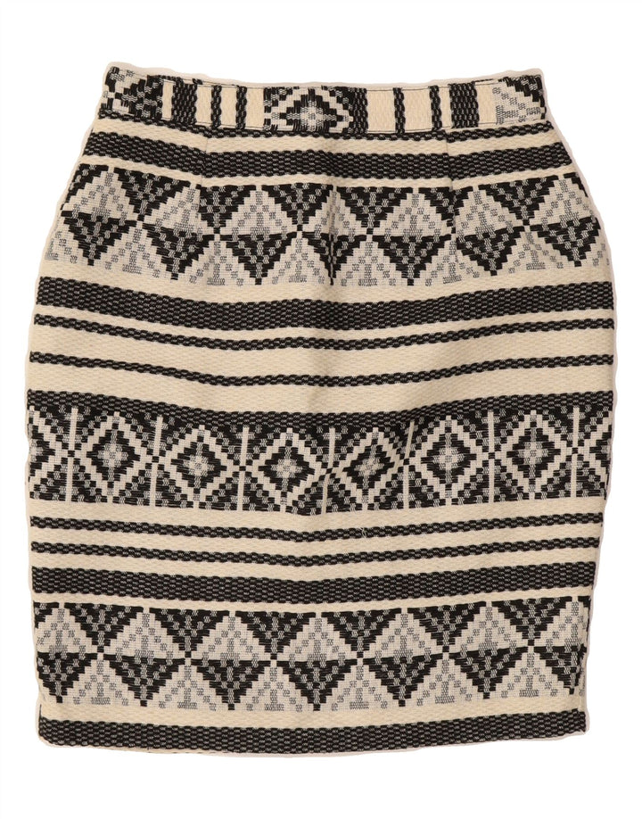 VINTAGE Womens Pencil Skirt W25 XS White Geometric Vintage Vintage and Second-Hand Vintage from Messina Hembry 