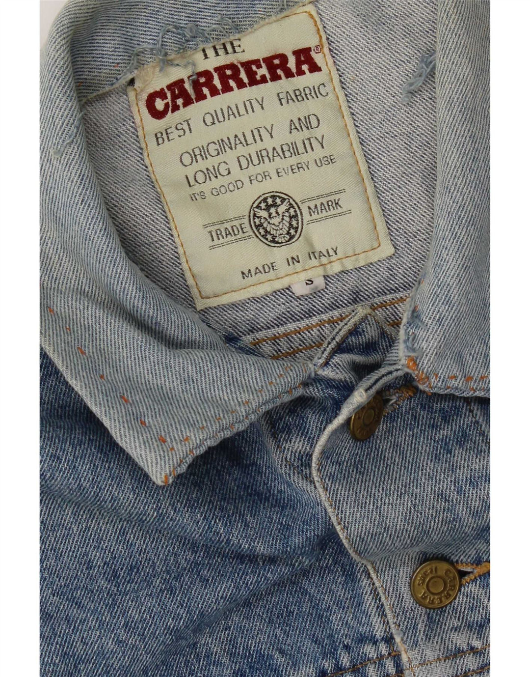 Carrera Herre Distressed Denim Jacket UK 36 Small Blue Cotton