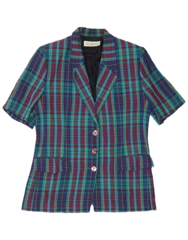 Momenti Dame 3 Button Blazer Jacket UK 14 Medium Flerfarvet Ternet