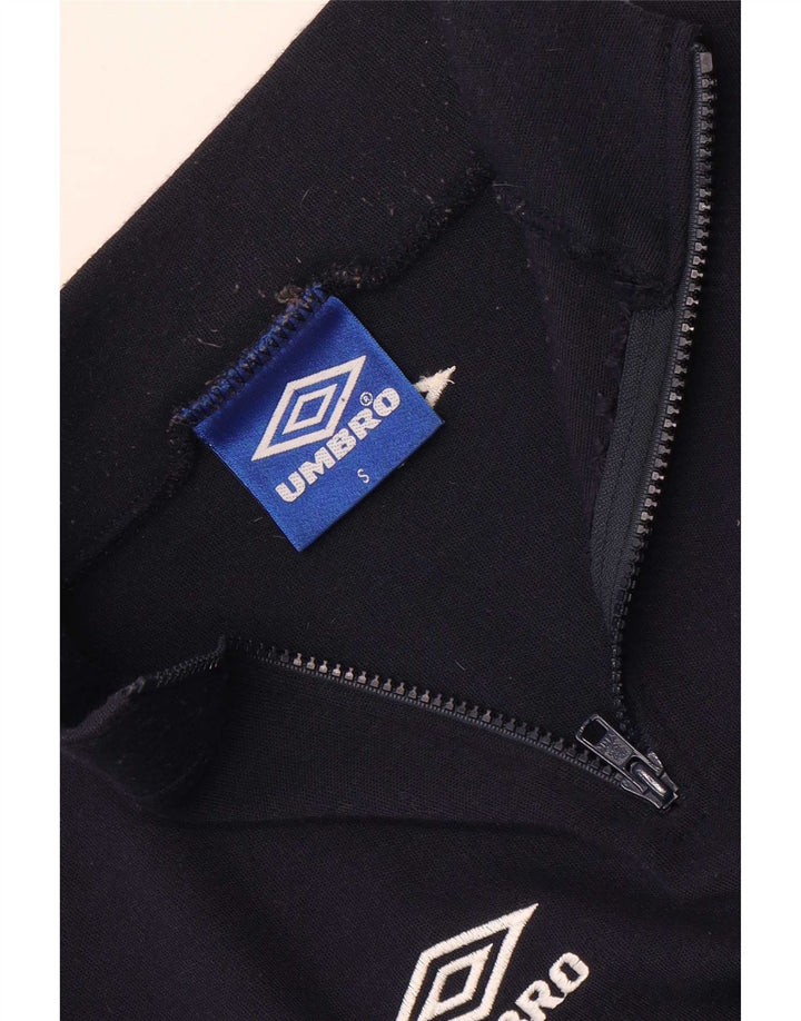 Umbro Herre Crop Zip Neck Sweatshirt Jumper Small Navy Blue