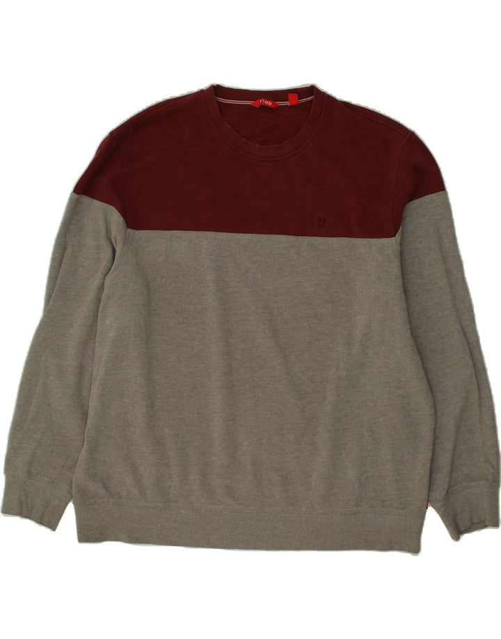 IZOD Mens Sweatshirt Jumper 2XL Grey Colourblock Cotton Vintage Izod and Second-Hand Izod from Messina Hembry 