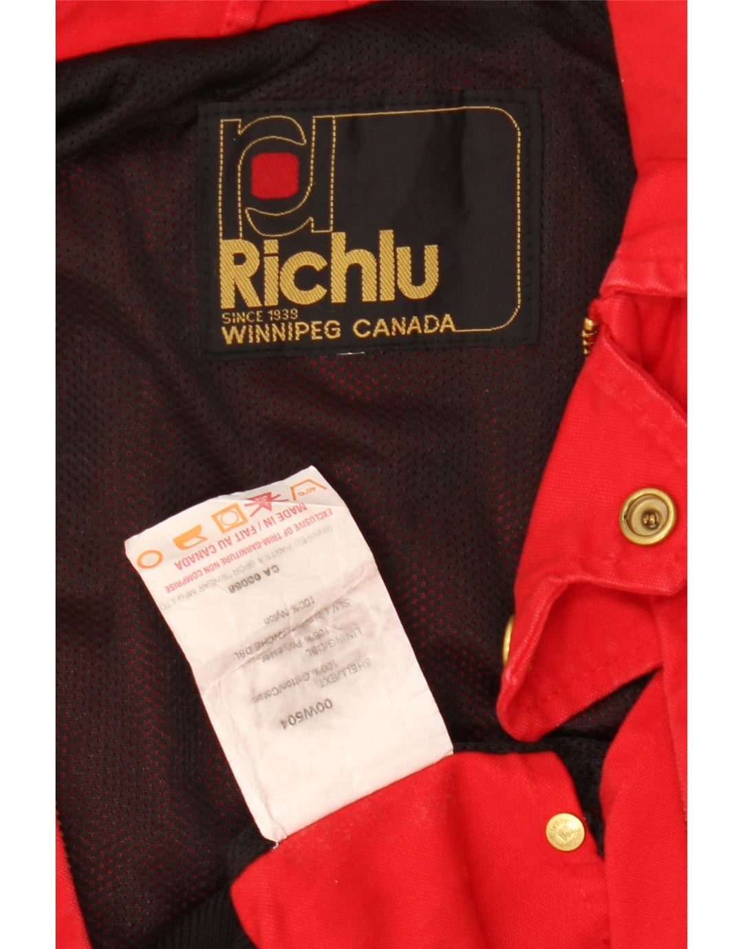 Richlu Womens Bomber Jacket UK 12 Medium Rød Colourblock Bomuld