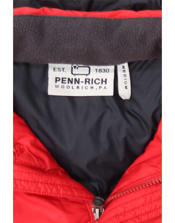 Woolrich Herre Penn-Rich hættepolstret jakke UK 38 Medium Rød Nylon