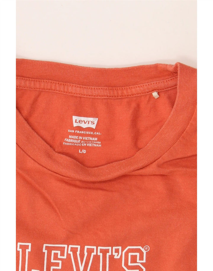 LEVI'S Mens Graphic T-Shirt Top Large Orange Cotton Vintage Levi's and Second-Hand Levi's from Messina Hembry 
