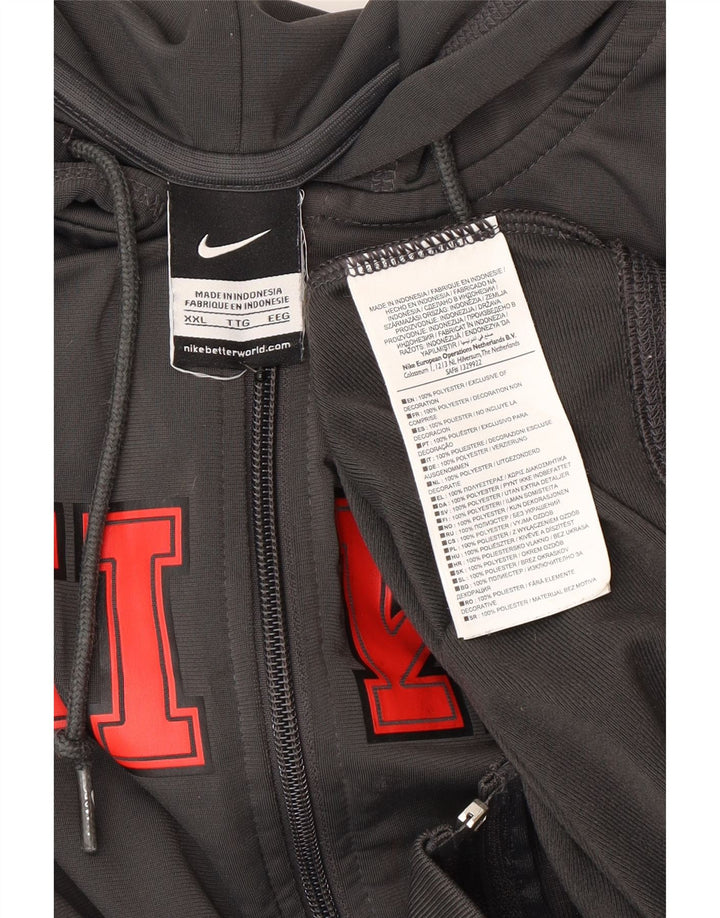 Nike Herre grafisk hættetrøje med lynlås 2XL grå polyester