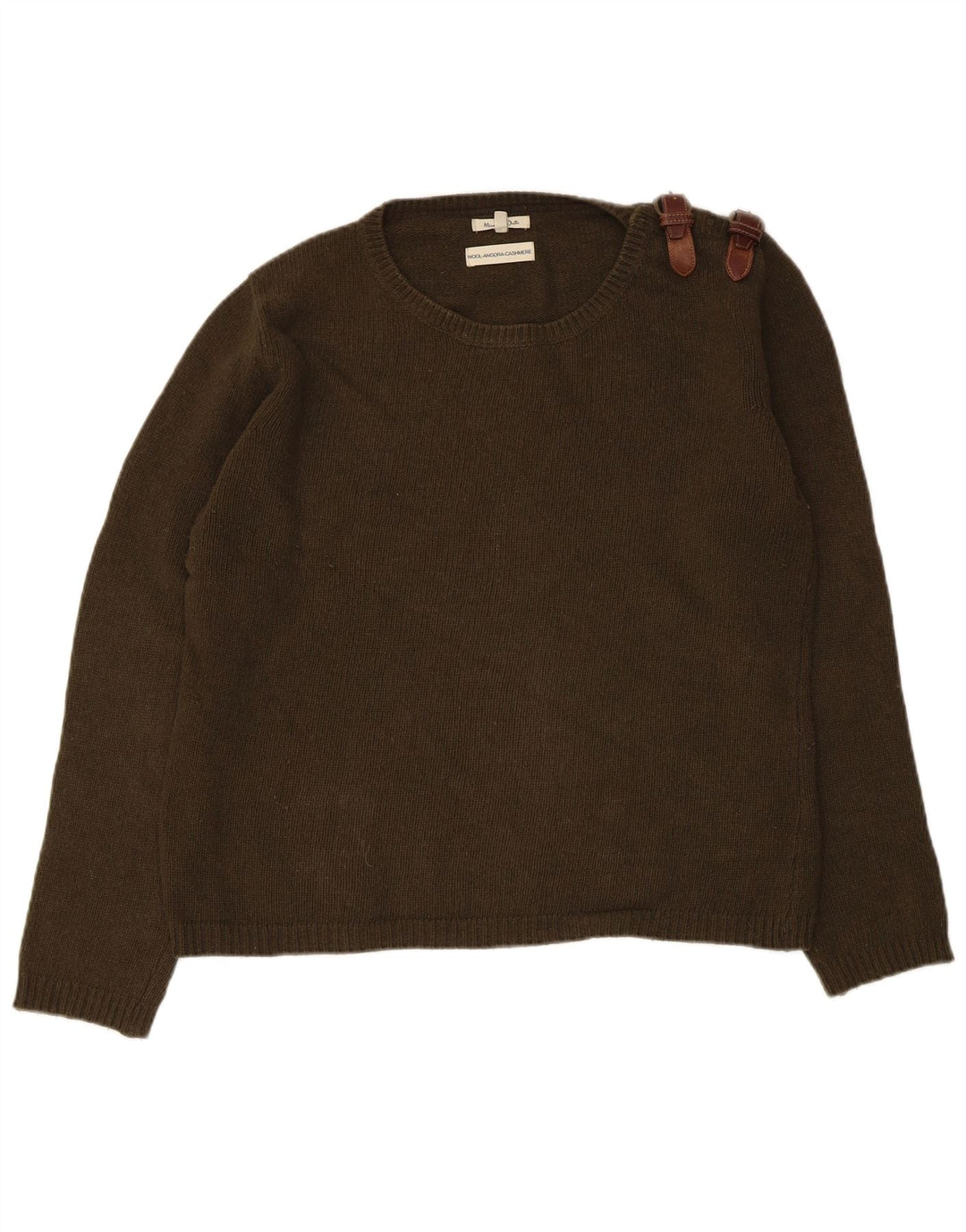 Massimo Dutti Dame Boat Neck Jumper Sweater UK 16 Large Khaki Wool