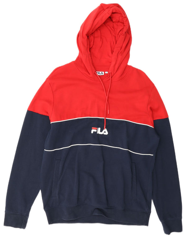 Fila Herre grafisk hættetrøje Jumper Medium Marineblå Colourblock Bomuld