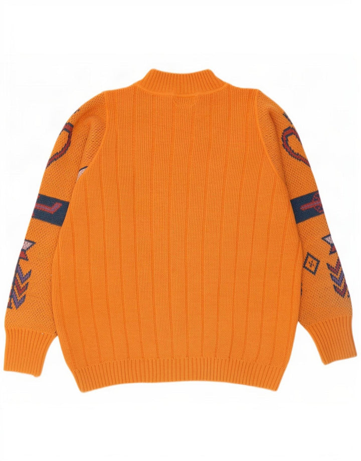 REDS Herre grafisk skildpaddehals sweater medium orange geometrisk uld
