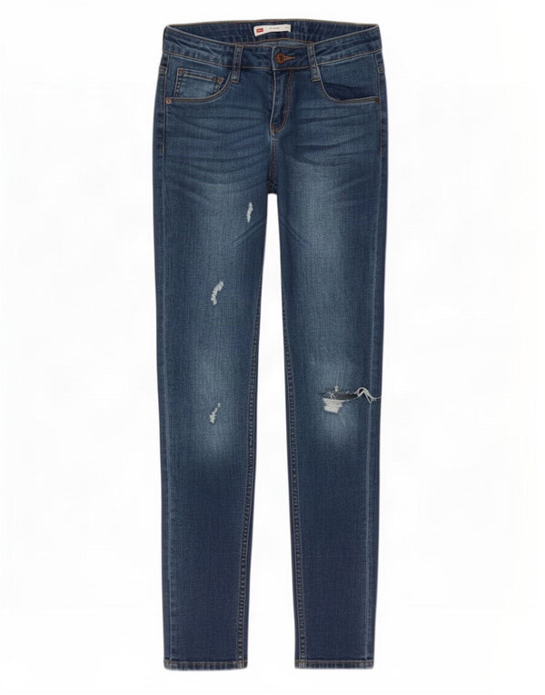 Levi's Girls 711 Distressed Skinny Jeans 13-14 år W26 L30 Blue Cotton