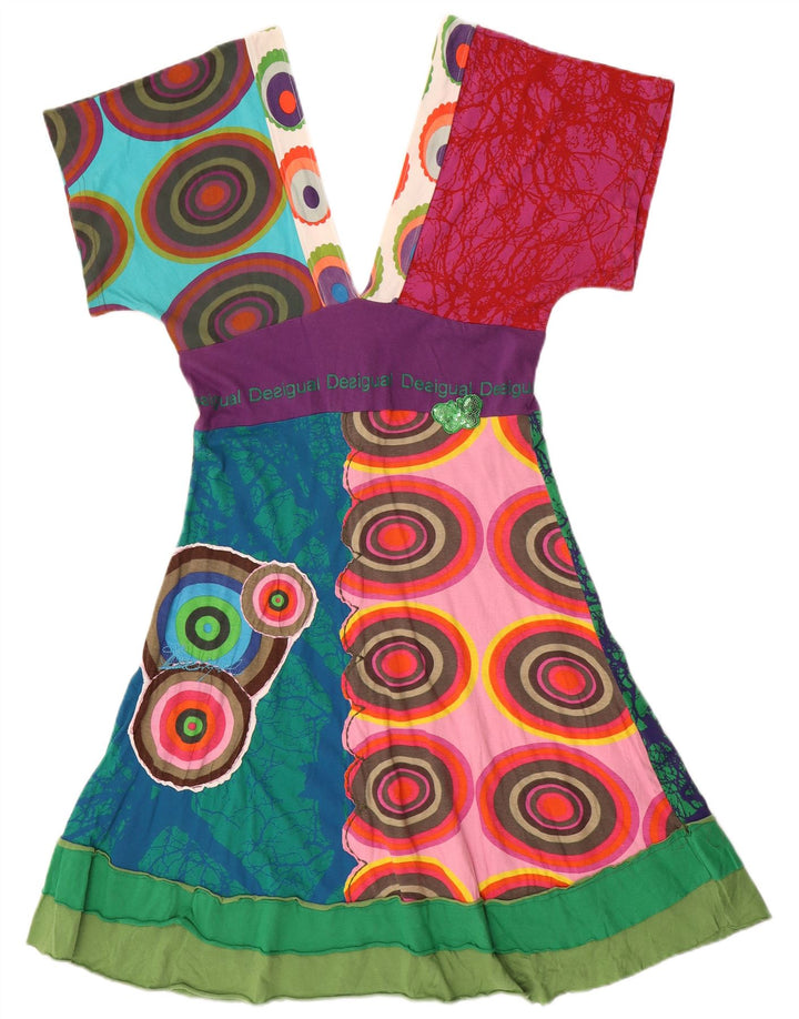 Desigual Kvinders Abstrakt Mønster A-Line Kjole UK 12 Medium Flerfarvet