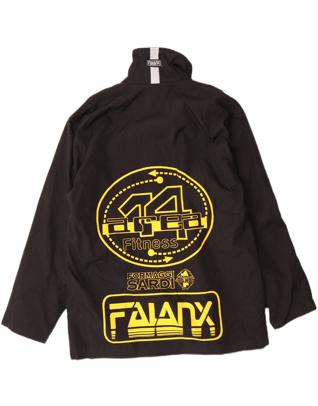 VINTAGE Mens Graphic Windbreaker Jacket UK 36 Medium Black Nylon Vintage Vintage and Second-Hand Vintage from Messina Hembry 