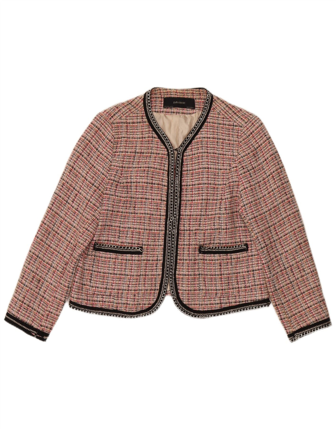 Zara Dame Blazer Jacket UK 18 XL Pink ternet bomuld