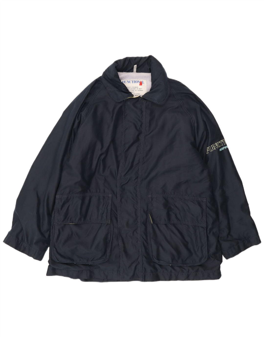 Murphy & Nye Herre Graphic Windbreaker Jacket UK 42 XL Navy Blue Polyester