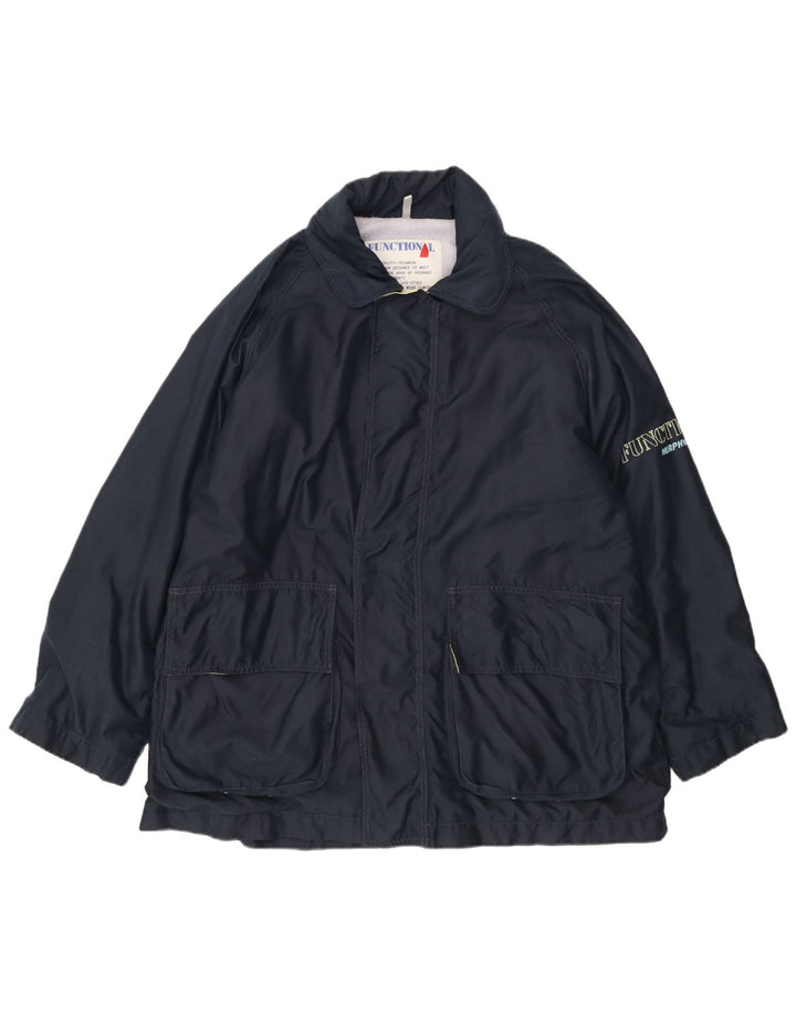 Murphy & Nye Herre Graphic Windbreaker Jacket UK 42 XL Navy Blue Polyester