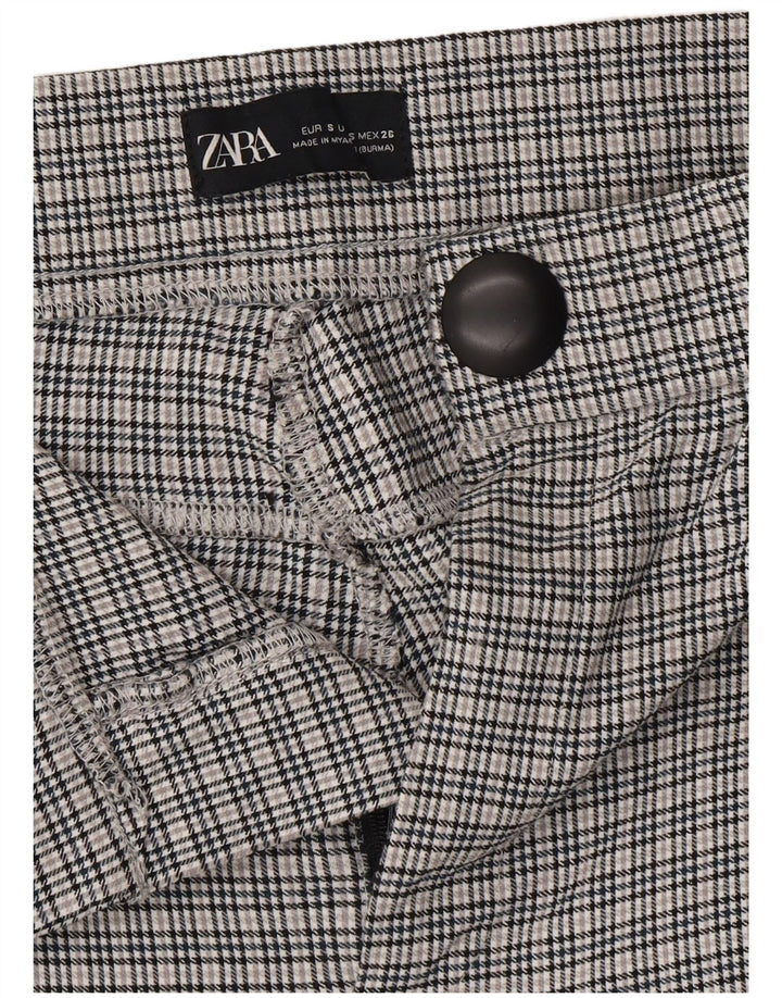 ZARA Dame Bootcut Casual Bukser Små W26 L26 Grå Chevron