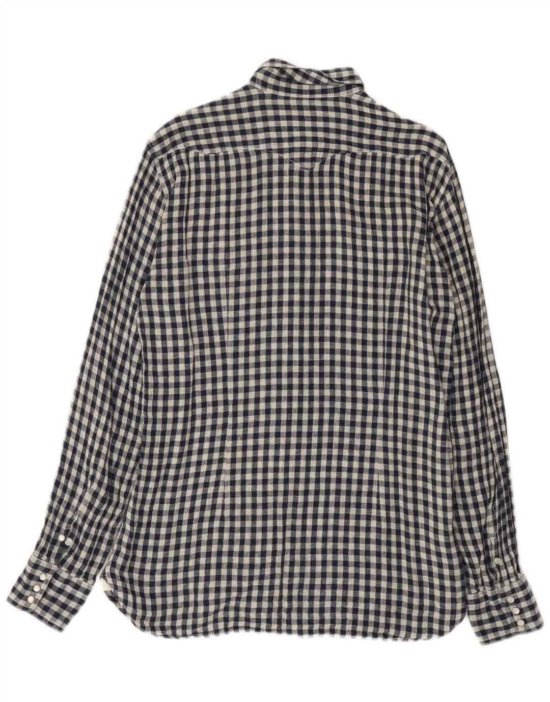 Stefanel herre vestlig skjorte stor marineblå Gingham bomuld