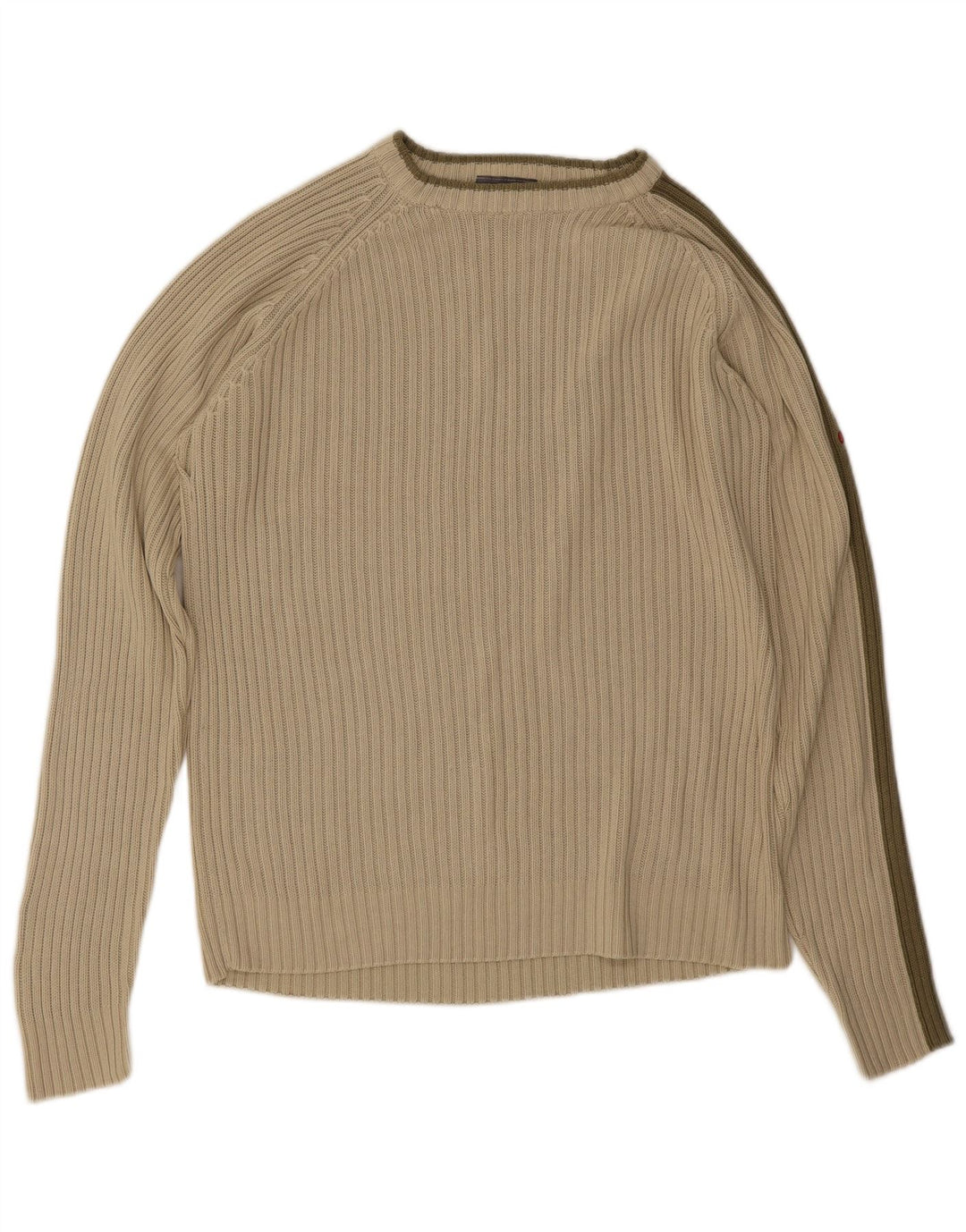 Vintage Herre Boat Neck Jumper Sweater Medium Grøn stribet
