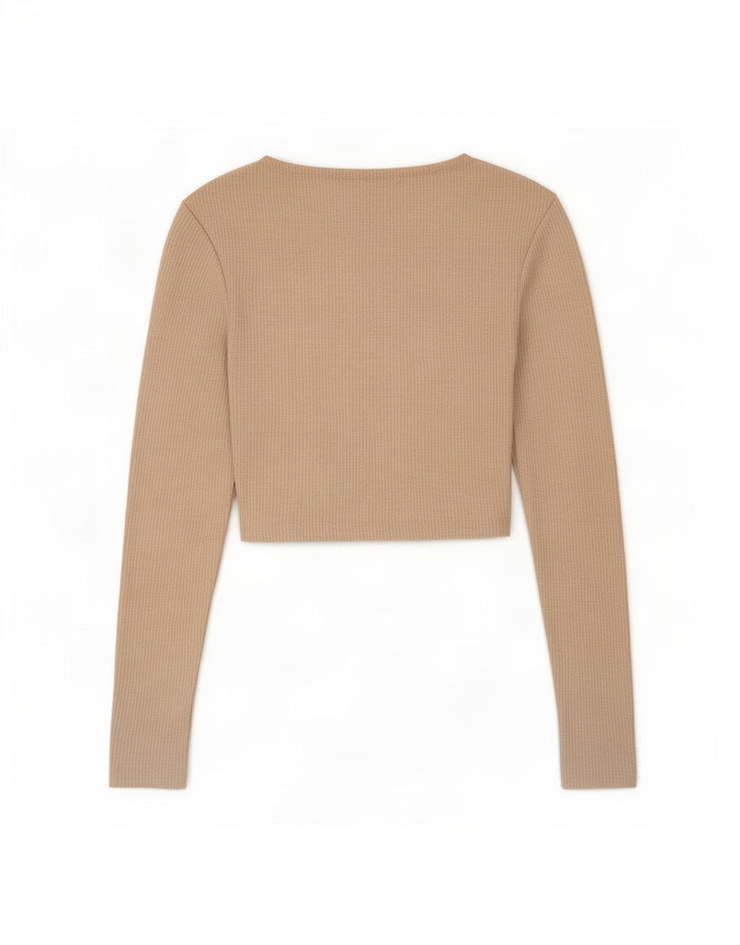 Zara Womens Crop Top Langærmet UK 8 Small Beige Polyester