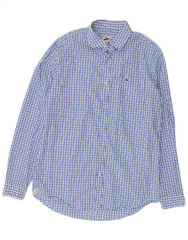 Lacoste Herre Regular Fit skjorte størrelse 40 Medium Blue Gingham Cotton