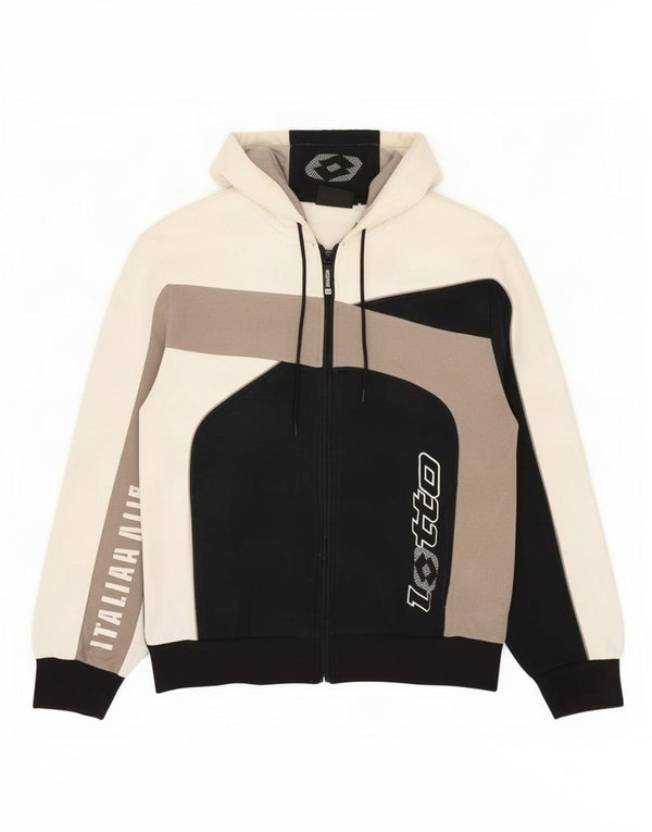 Lotto Herre grafisk hættetrøje sweater UK 38/40 Medium Black Colourblock