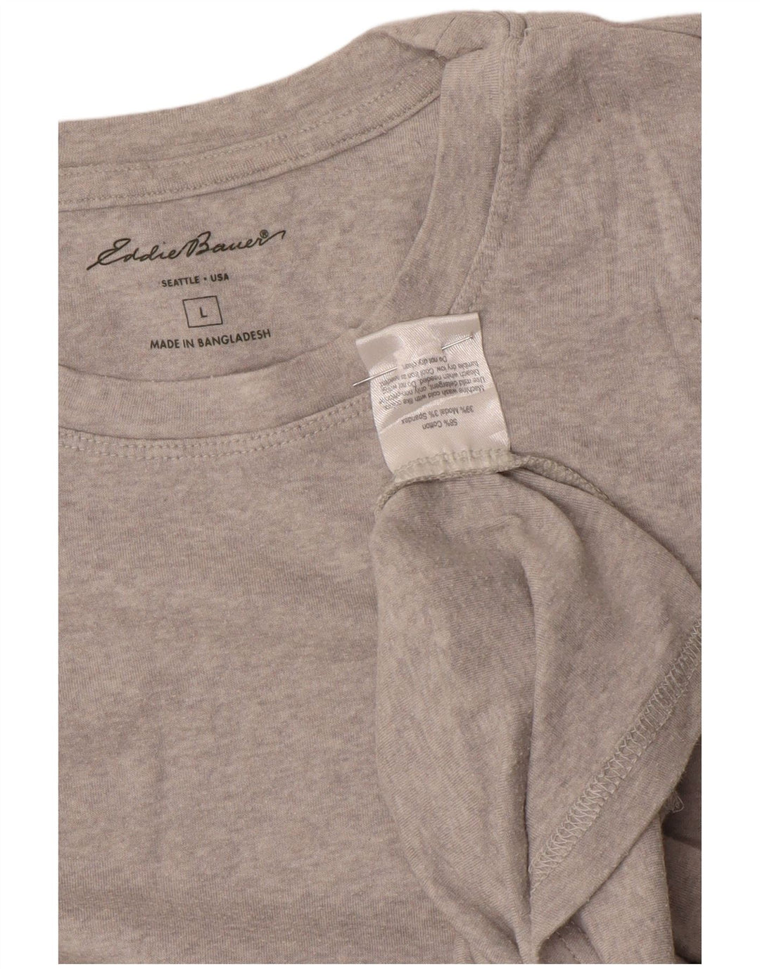 EDDIE BAUER Dame Top Langærmet UK 14 Stor Grå Bomuld