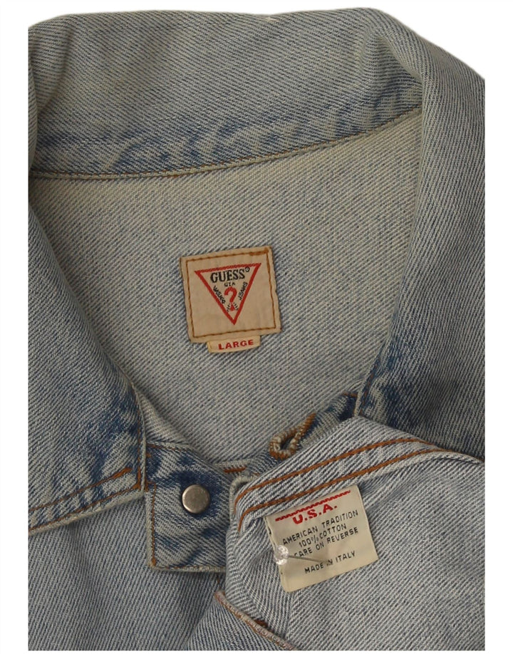 Guess Dame denimjakke UK 14 Stor Blå Bomuld