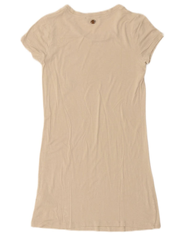 Liu Jo Womens Graphic T-Shirt Dress IT 40 Small Beige Viscose