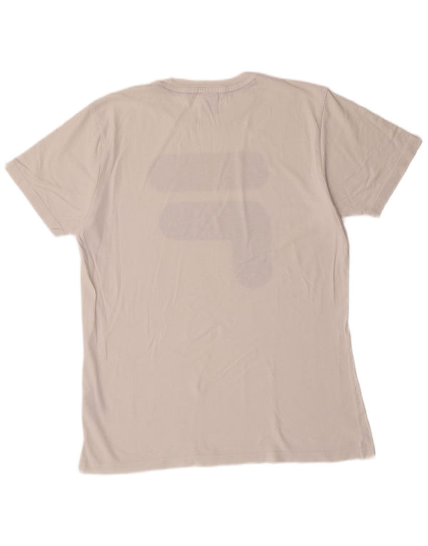 FILA Herre Tennis Grafisk T-Shirt Top IT 46 Small White Bomuld Sports