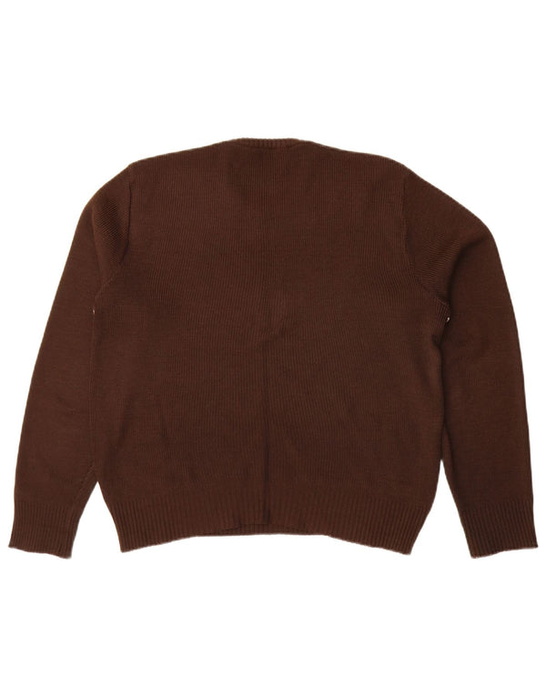 Vintage dametrøjetrøje med rund hals, UK 16, store brune hundestød
