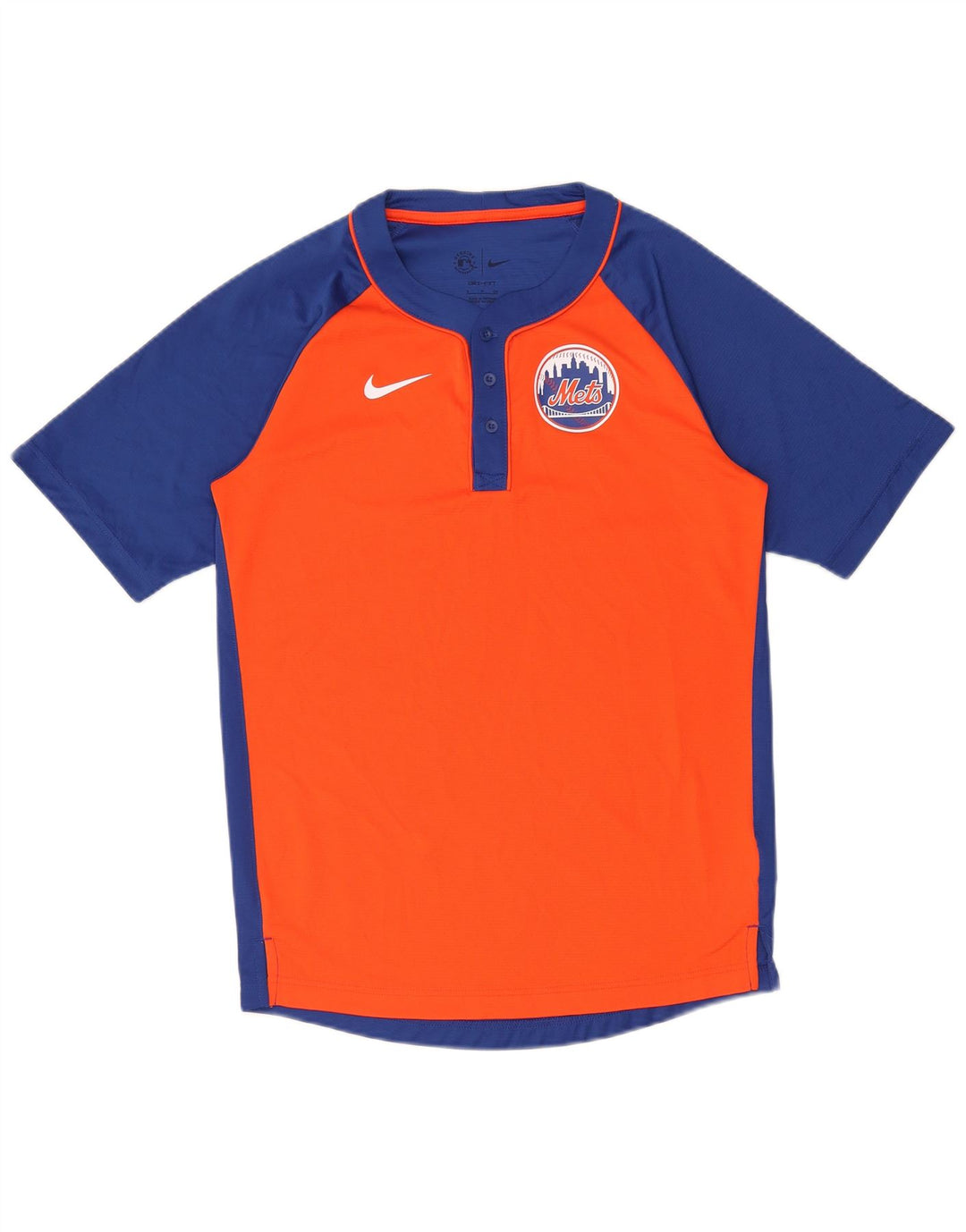 Nike Herre New York Mets T-Shirt Top Lille Orange Colourblock Polyester