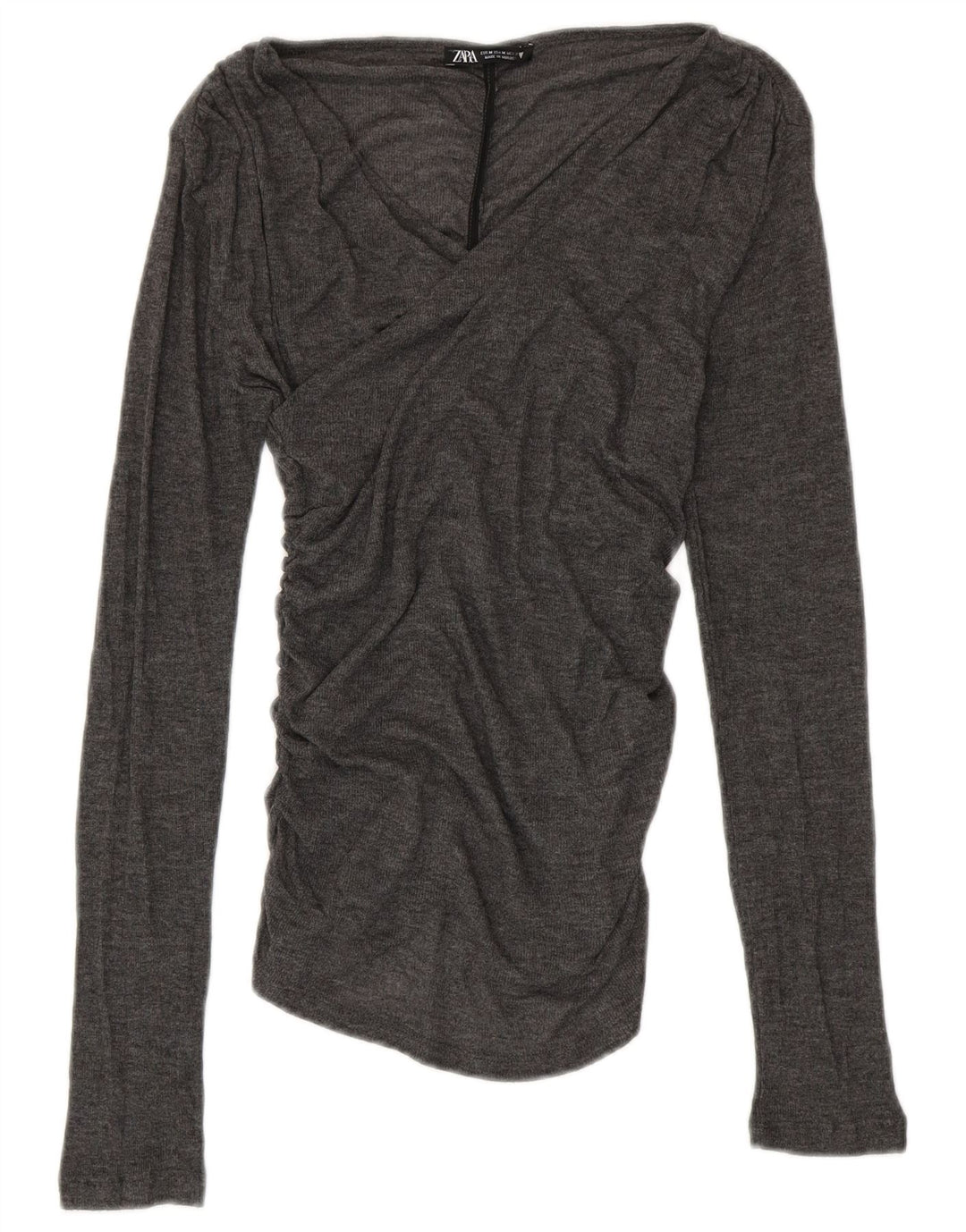 ZARA Damebluse Top UK 12 Medium Grå Polyester