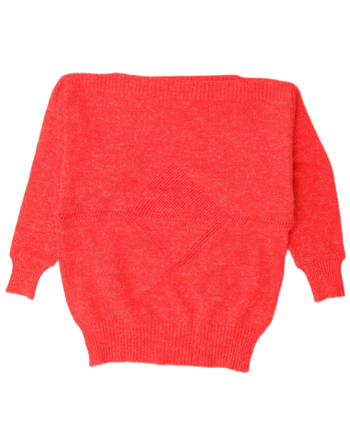 Vintage Dame Boat Neck Jumper Sweater IT 44 Medium Rød Flecked