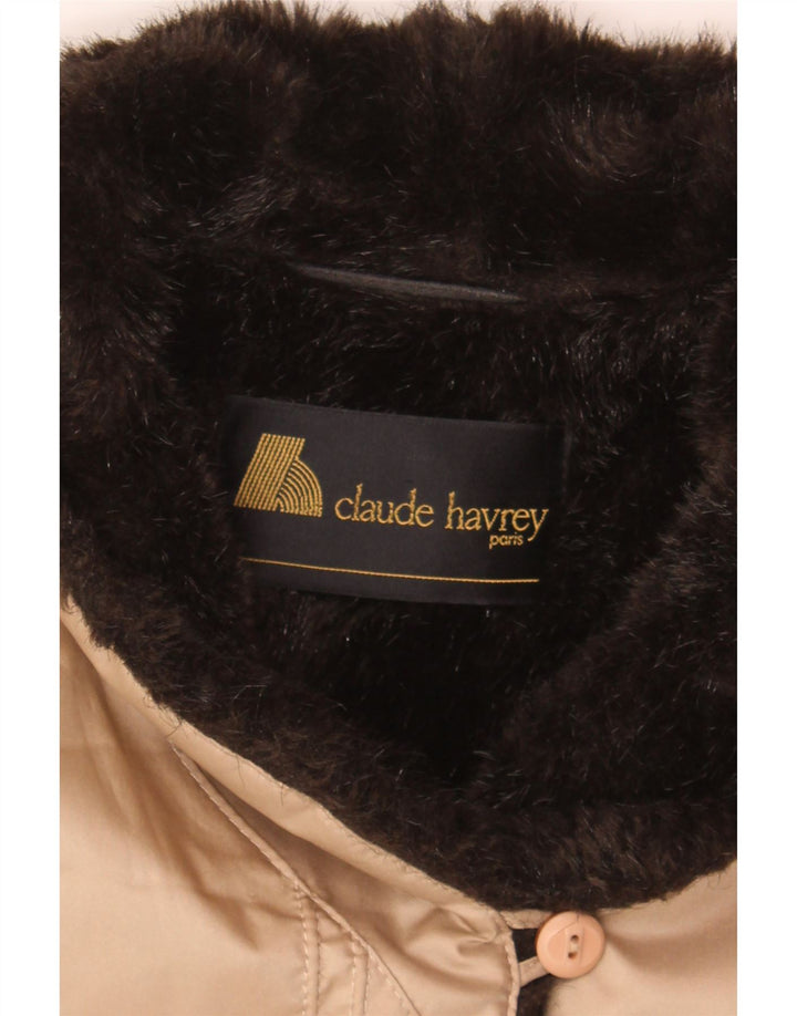 CLAUDE HAVREY Womens Overcoat UK 16 Large Beige Polyester Vintage Claude Havrey and Second-Hand Claude Havrey from Messina Hembry 