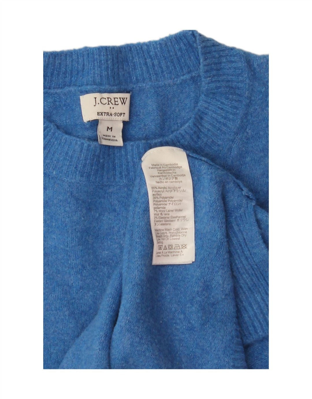 J. CREW Womens Crew Neck Jumper Sweater UK 14 Medium Blue Acrylic Vintage J. Crew and Second-Hand J. Crew from Messina Hembry 