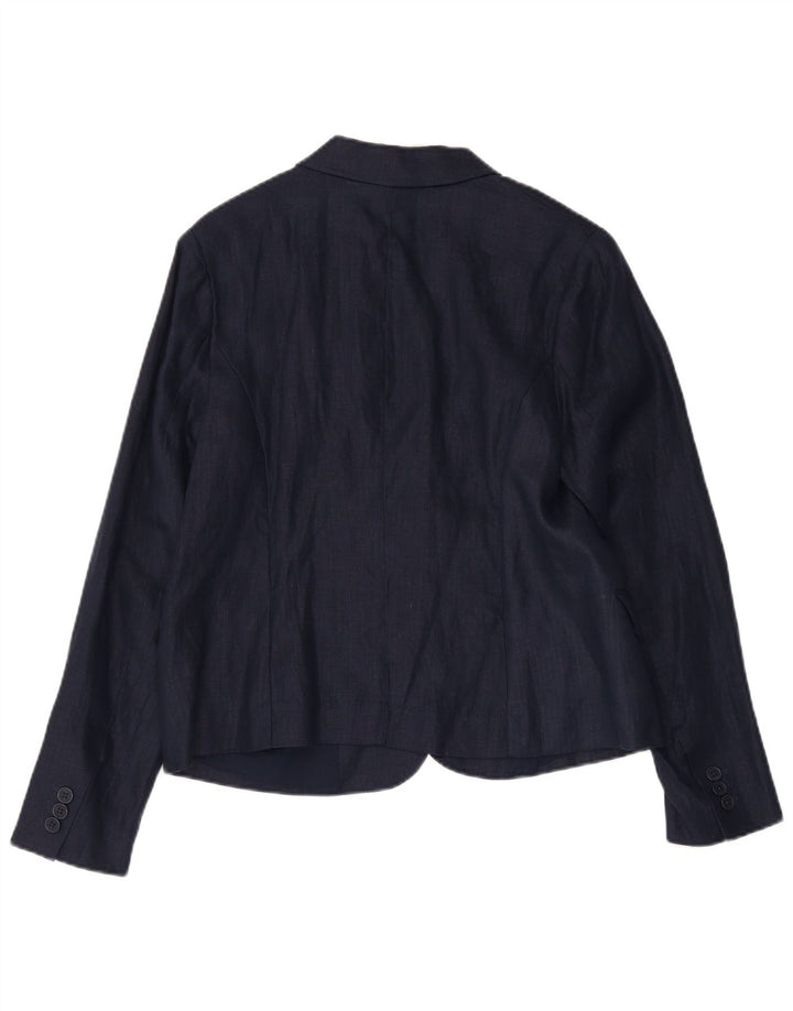 Monsoon Dame 1 Knap Blazer Jacket UK 14 Large Navy Blue Linen