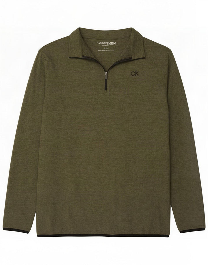 Calvin Klein Pullover med lynlås til mænd til mænd XL Khaki Flecked