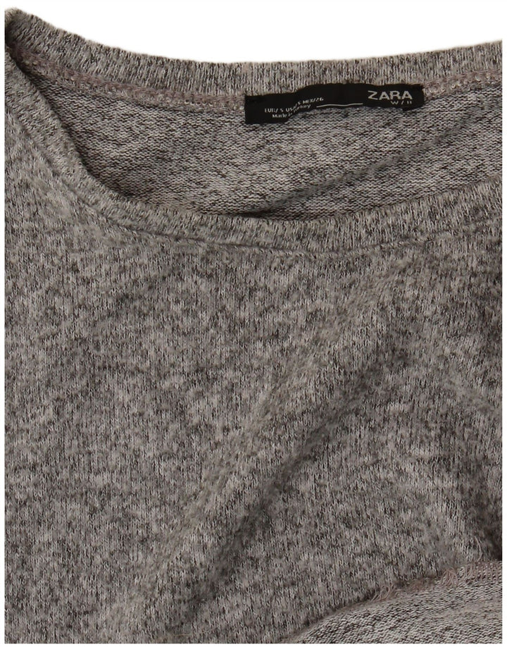 Zara Dame Oversized Top Langærmet UK 10 Små Grå Flecked