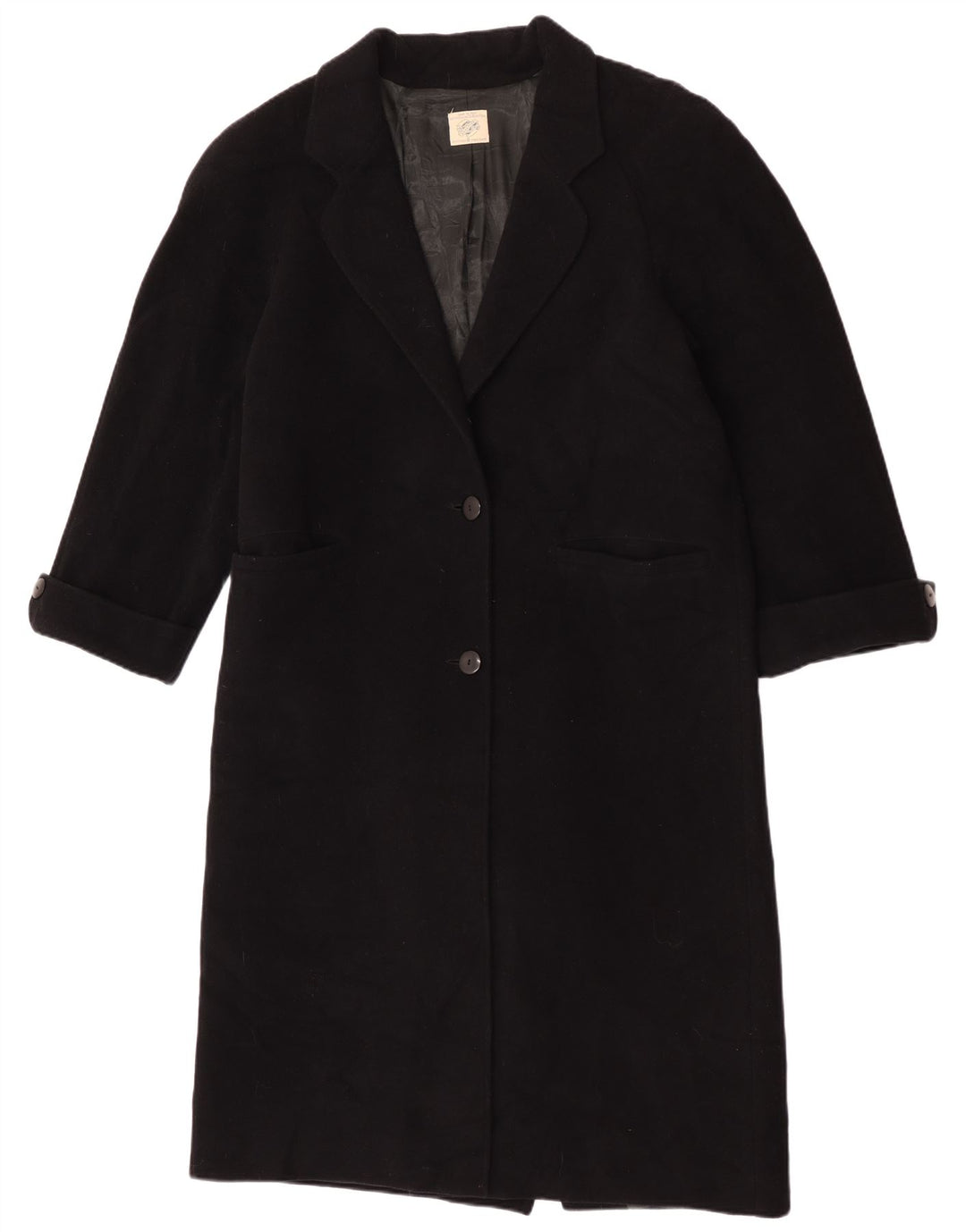 Benetton Dame Oversized Overfrakke IT 40 Lille Sort Uld