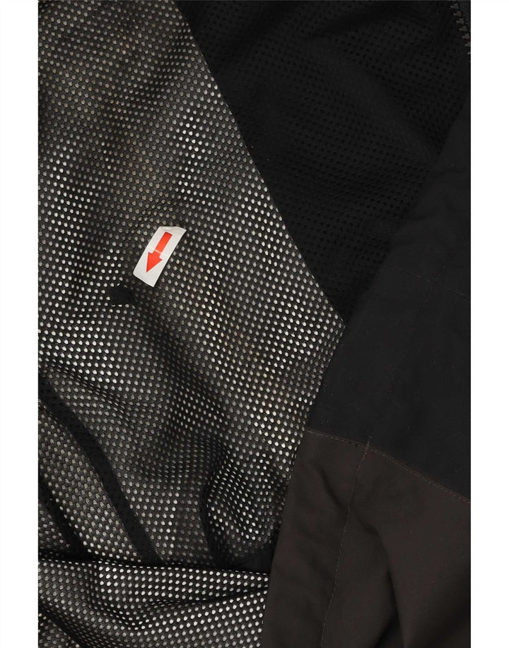 Jack Wolfskin Regnjakke med hætte til kvinder UK 12/14 Medium Brown Colourblock