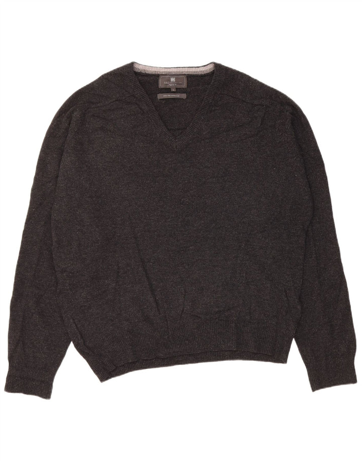 Marks & Spencer Herre Regular Fit V-hals sweater Stor sort uld