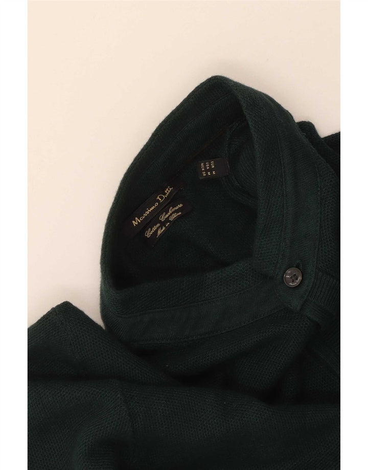 Massimo Dutti Herre Button Neck Jumper Sweater Medium Green