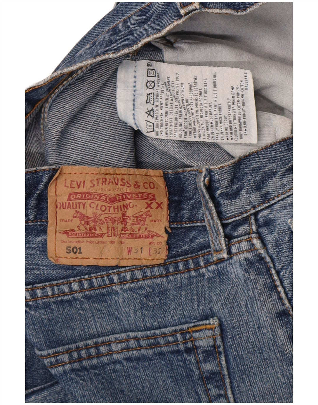 Levi's Dame 501 Distressed Straight Jeans W31 L32 Blå Bomuld