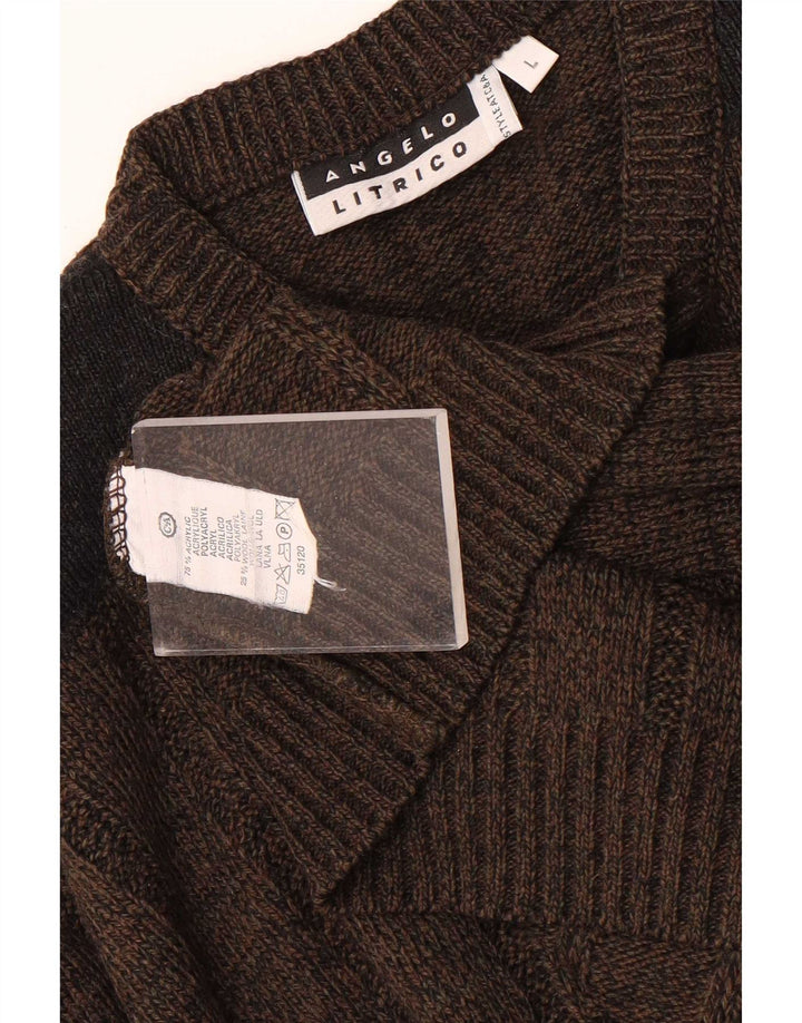 Angelo Litrico Herre V-hals sweater Stor brun akryl