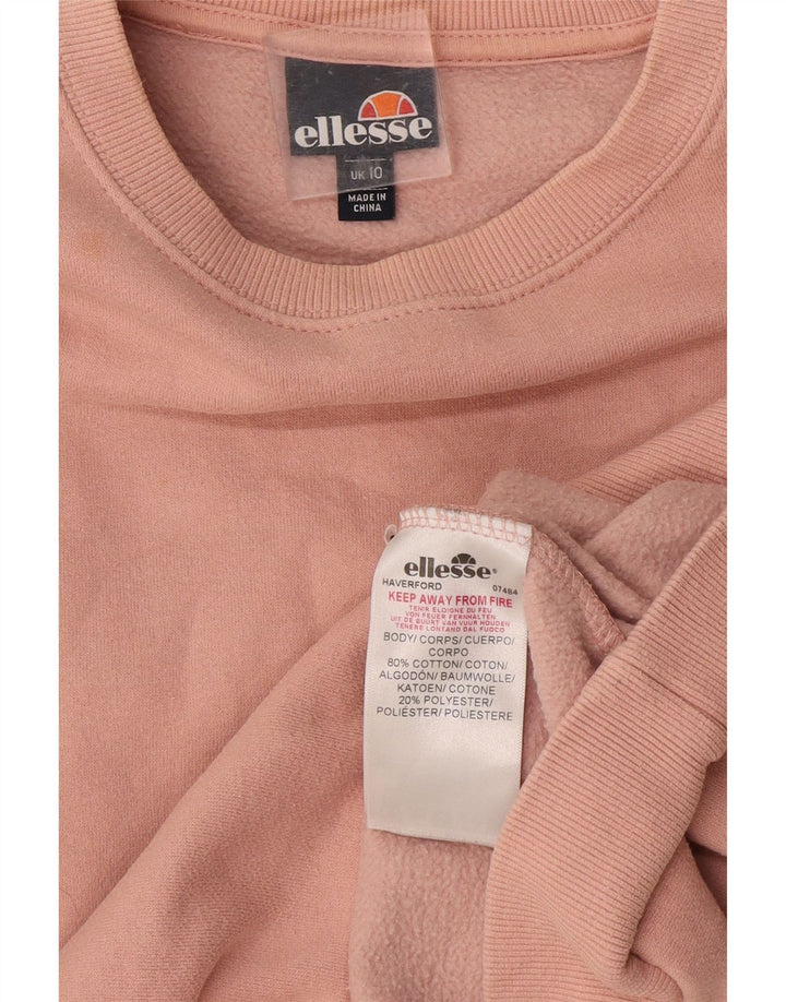 Ellesse Womens Oversized Sweatshirt Jumper UK 10 Small Pink Bomuld