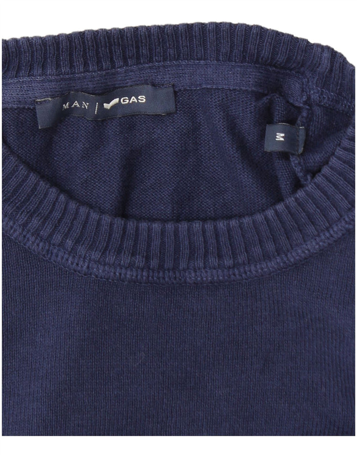 Gas Herre Crew Neck Jumper Sweater Medium Navy Blue Bomuld