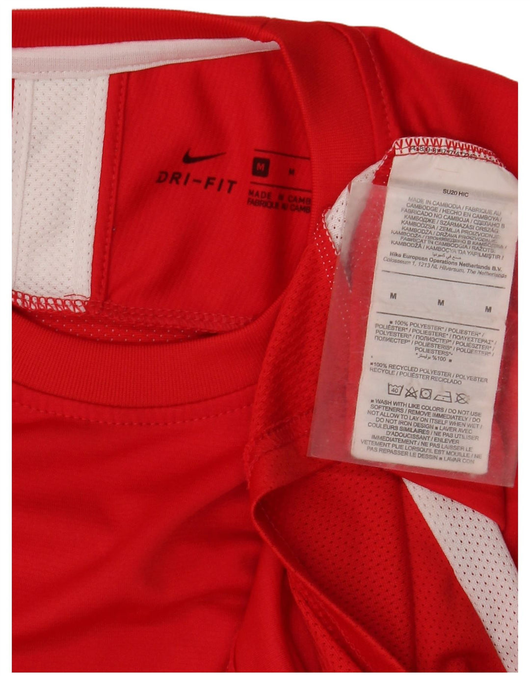 Nike Herre Dri Fit T-shirt Top Medium Rød Colourblock Polyester