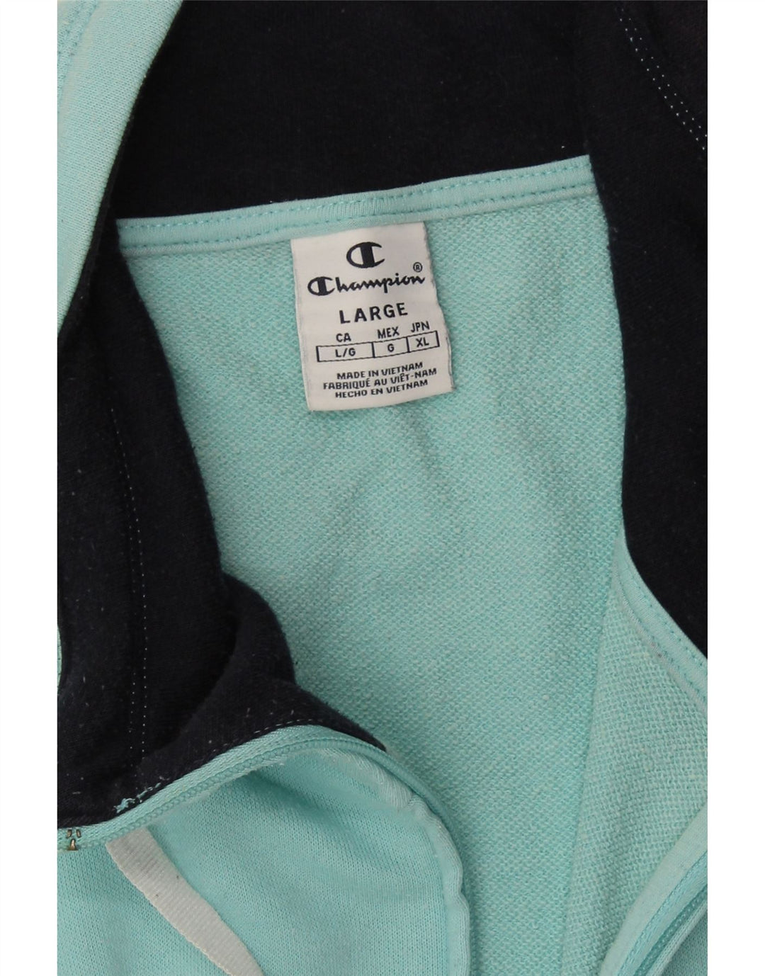 CHAMPION Womens Graphic Tracksuit Top Jacket UK 14 Large Turquoise Cotton Vintage Champion and Second-Hand Champion from Messina Hembry 