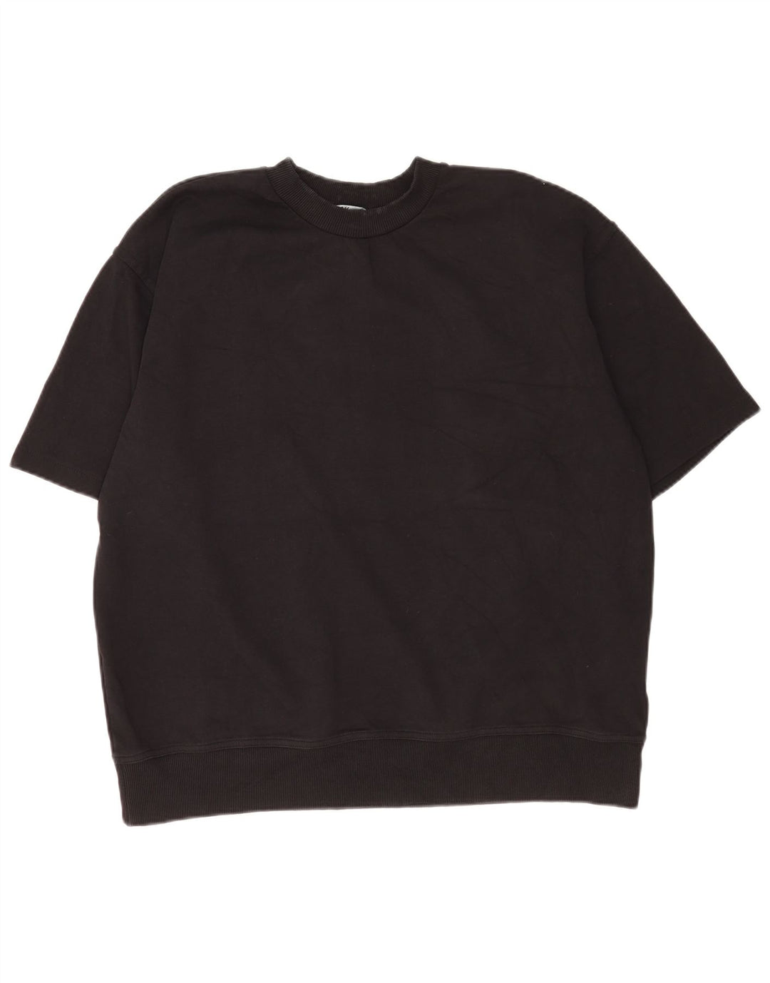 Zara Herre T-Shirt Top UK 16 Stor Sort Bomuld