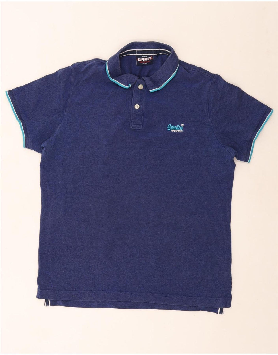SUPERDRY Polo Shirt til mænd 2XL Marineblå Bomuld