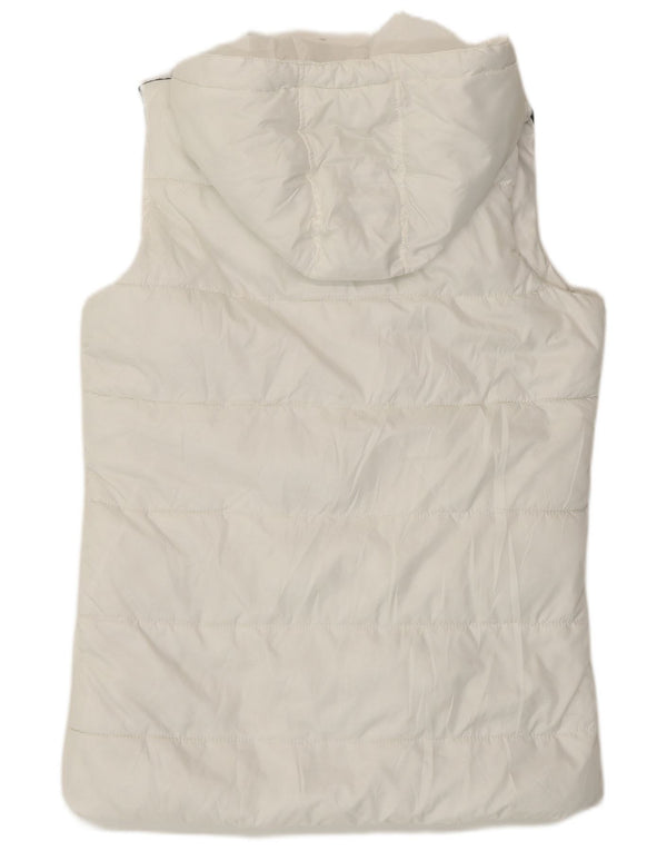 Kappa Dame Hooded Longline Polstret Gilet UK 12 Medium White Polyester